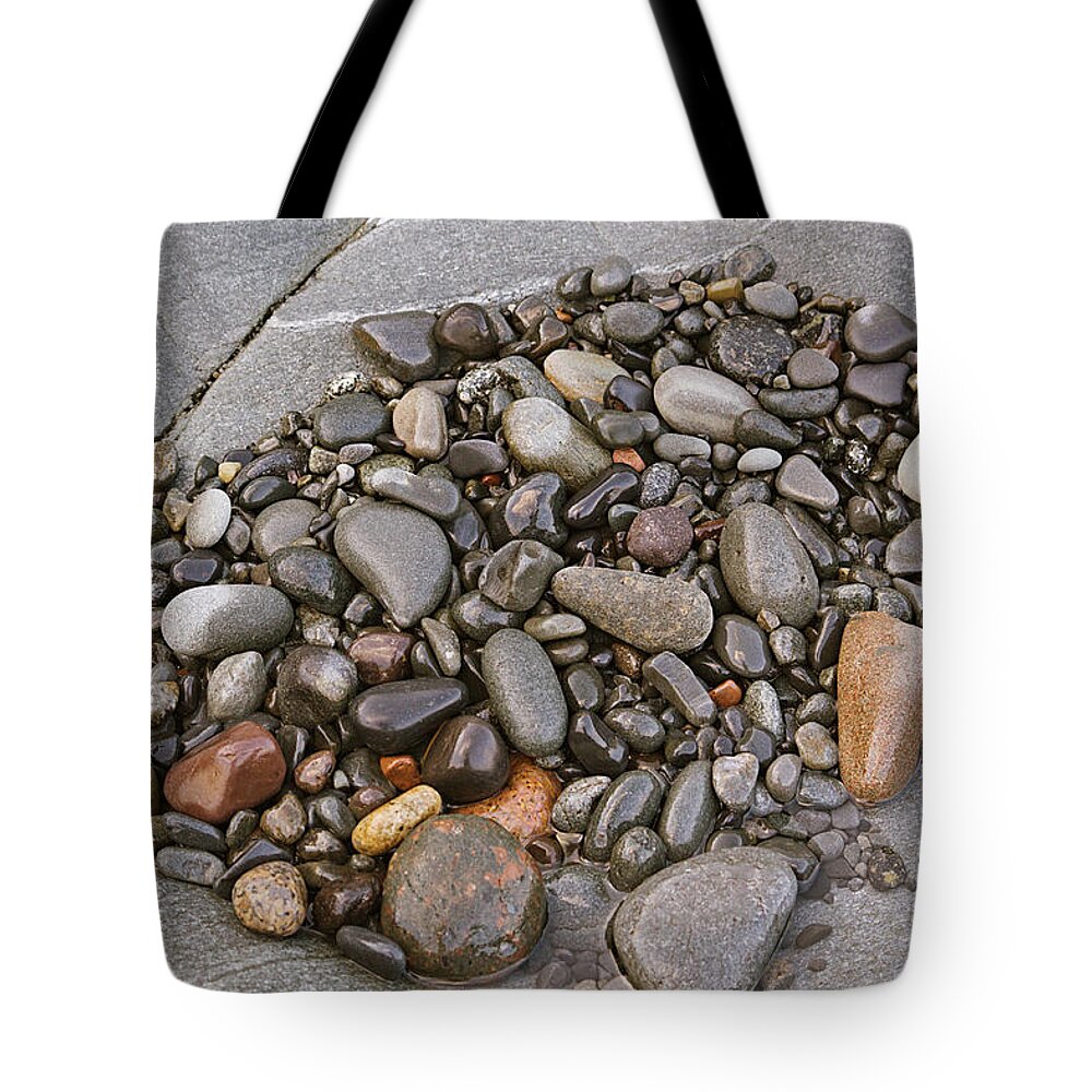Rock Tote Bag featuring the photograph Quoddy Head Pebble Pocket by Peter J Sucy