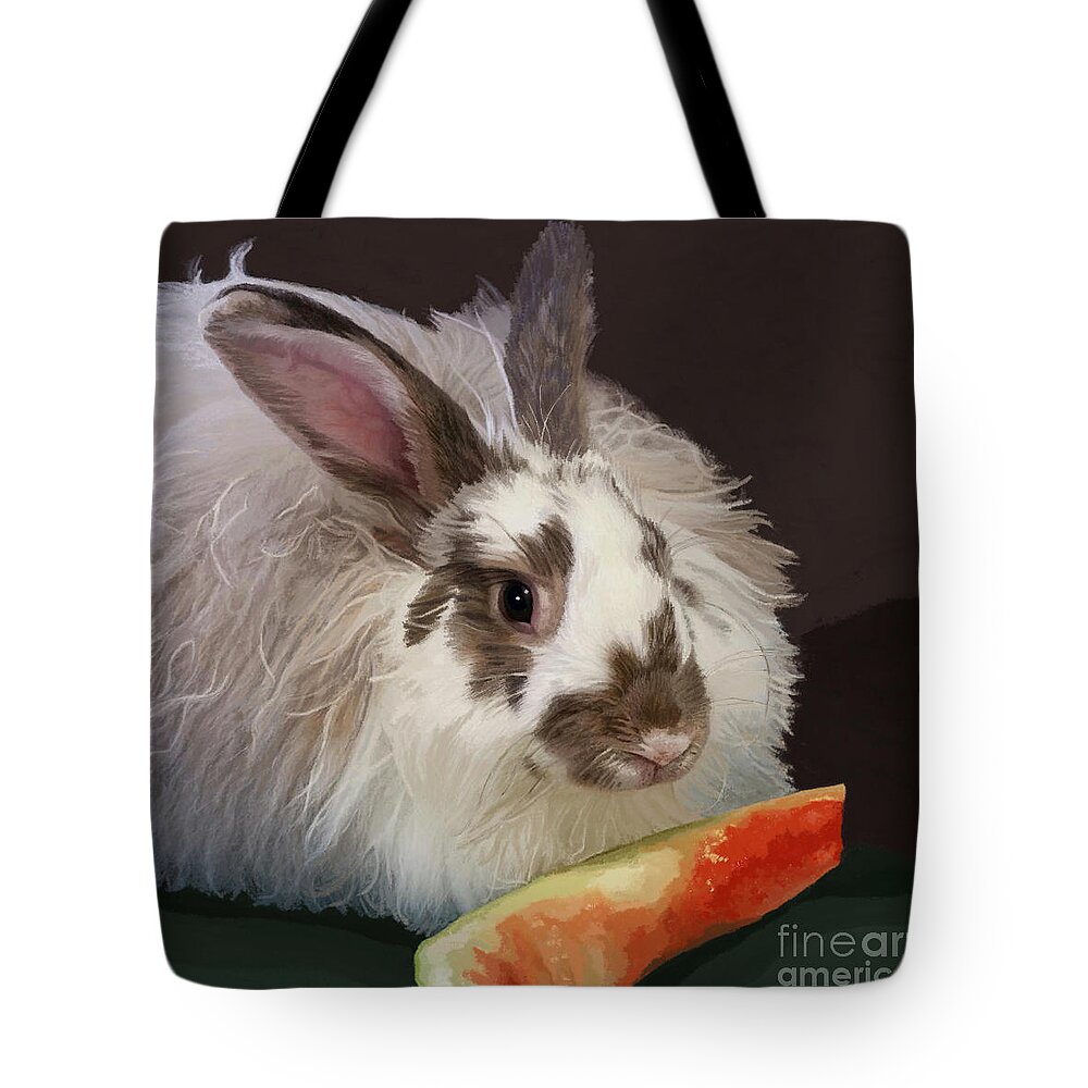 Rabbit Tote Bag featuring the painting Rabbit Show Pet by Jackie Case