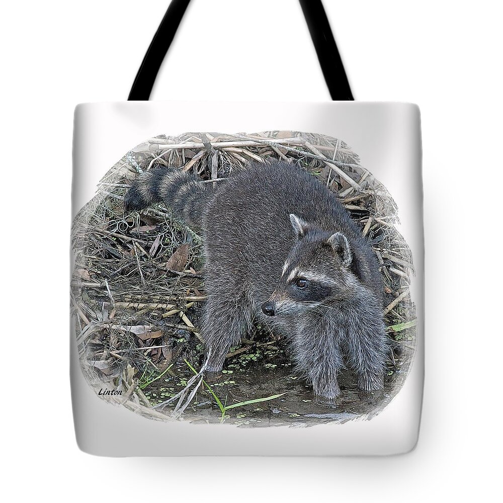 Raccoon Tote Bag featuring the digital art Raccoon by Larry Linton