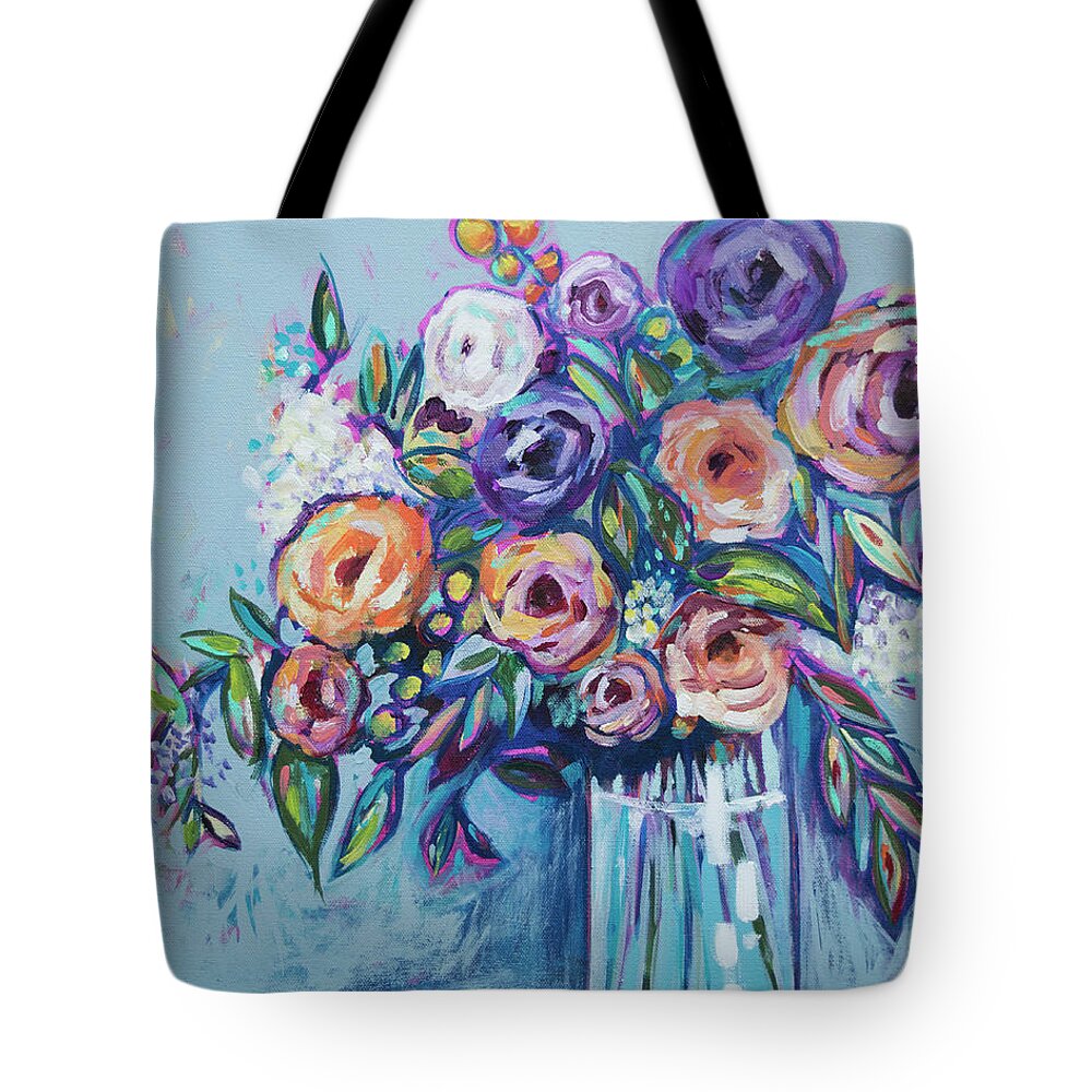 Flower Tote Bag featuring the painting Rachael's Wedding by Kristin Whitney