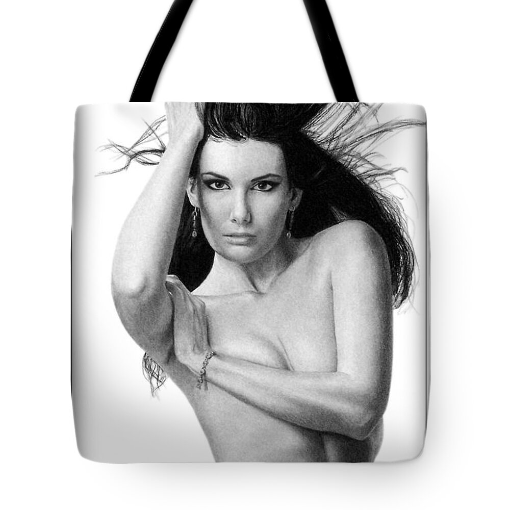 Original Was Done In Charcoal And Is Available Tote Bag featuring the drawing Rachel by Joseph Ogle