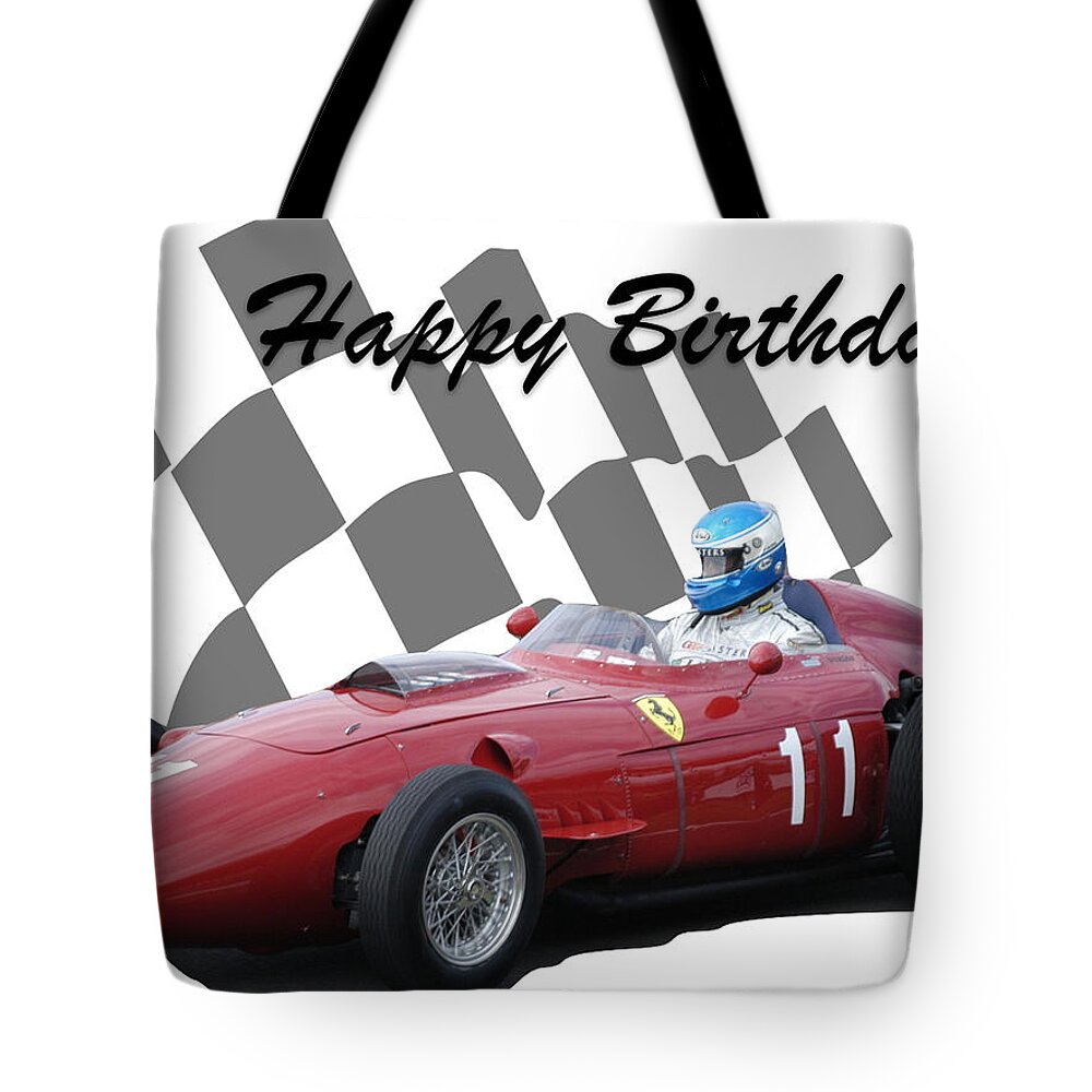 Racing Car Tote Bag featuring the photograph Racing Car Birthday Card 2 by John Colley