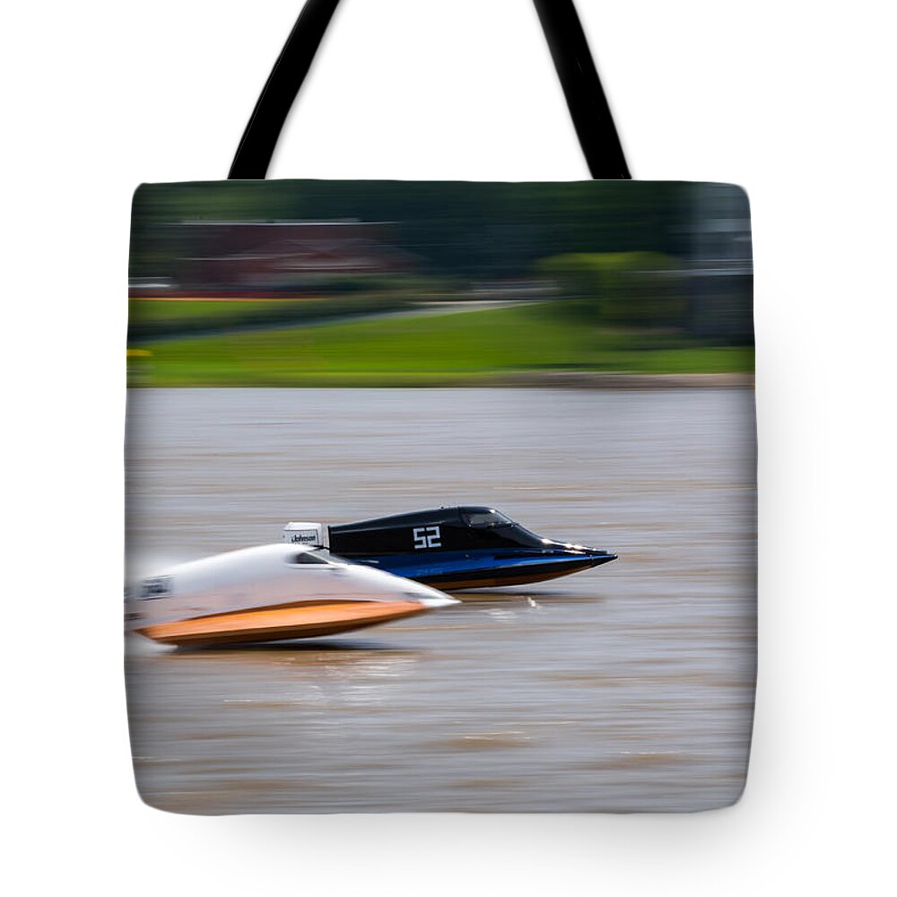 Racing Tote Bag featuring the photograph Racing On The Ohio by Holden The Moment