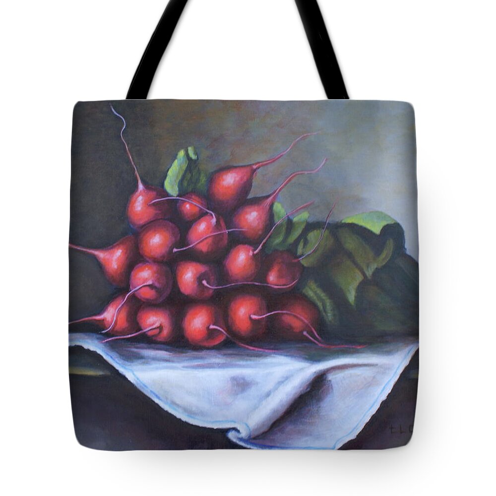 Acrylic Tote Bag featuring the painting Radishes From The Garden by Theresa Cangelosi