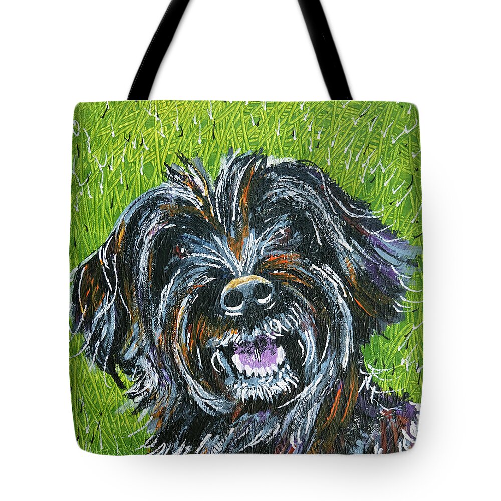 Dog Tote Bag featuring the painting Raffles by Laura Hol