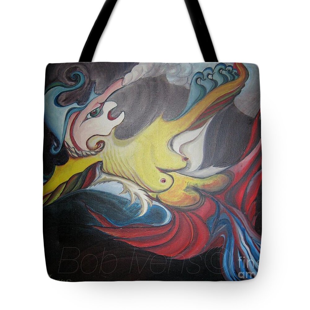 Birt Tote Bag featuring the painting Rage by Bob Ivens