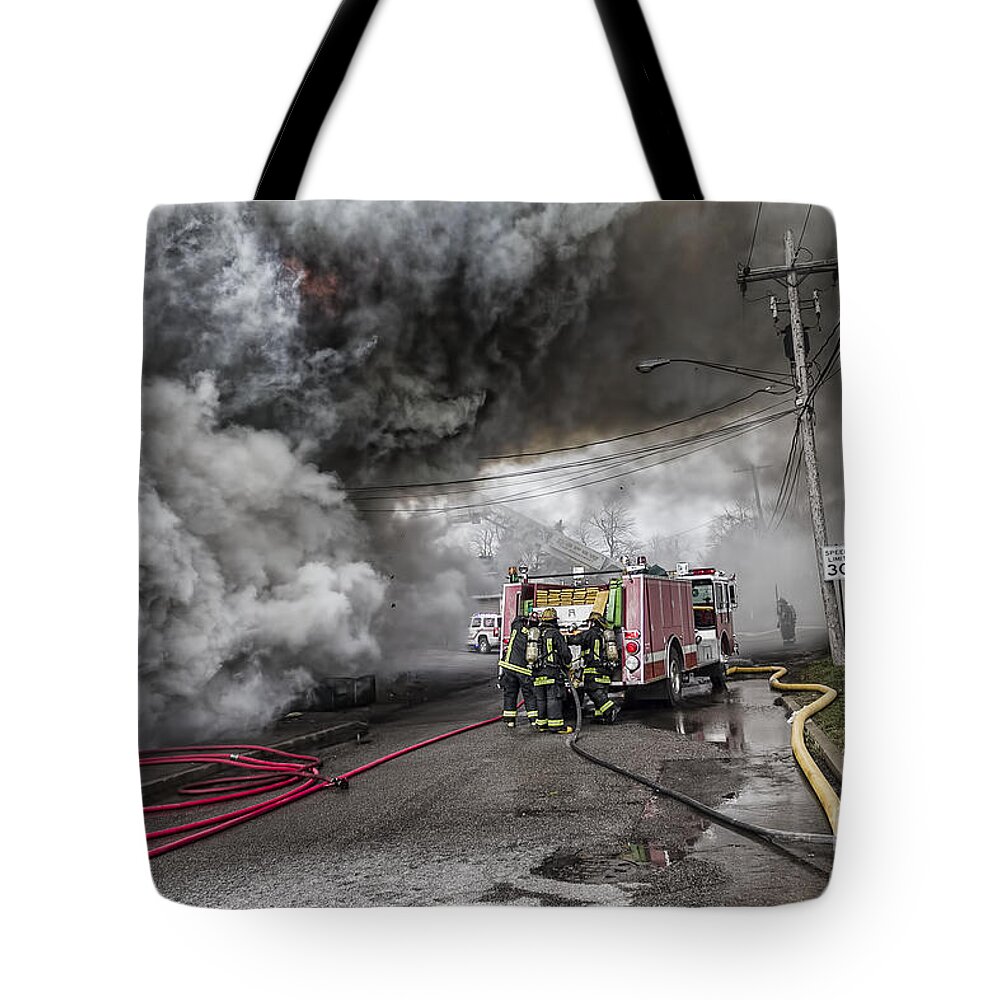 Raging Inferno Tote Bag featuring the photograph Raging Inferno by Jim Lepard