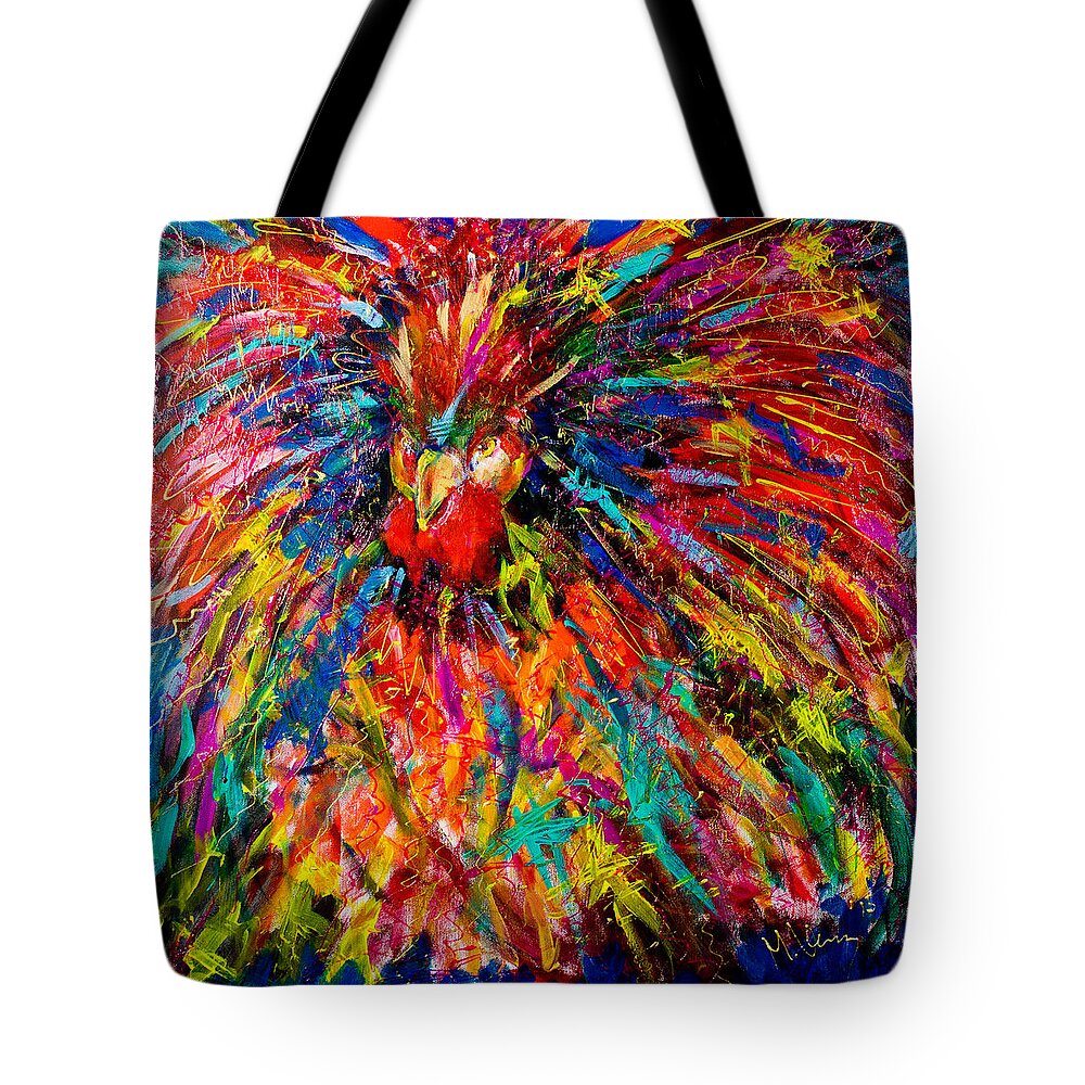 Animal Tote Bag featuring the painting Raging Rooster by Maxim Komissarchik