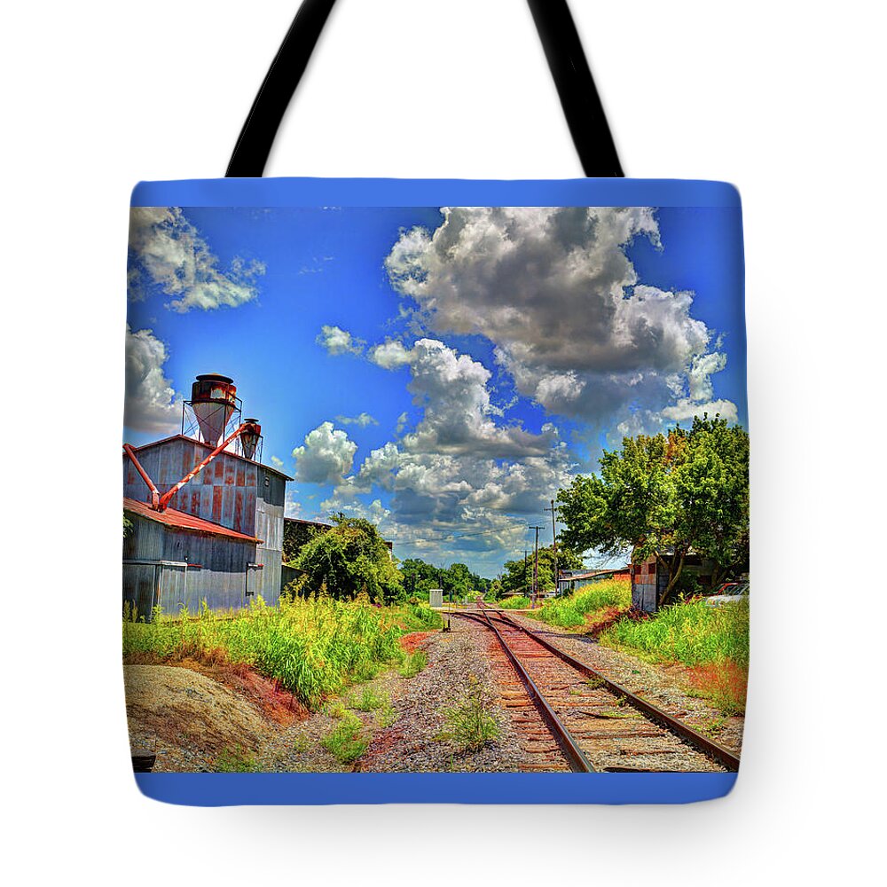 Elgins Texas Railroad Tracks Tote Bag featuring the photograph Railroad Tracks by Savannah Gibbs