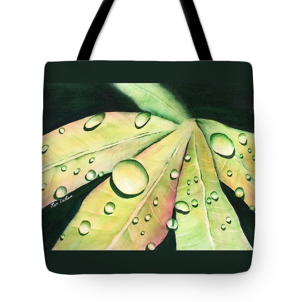 Rain Drops Tote Bag featuring the painting Rain drops by Lyn DeLano