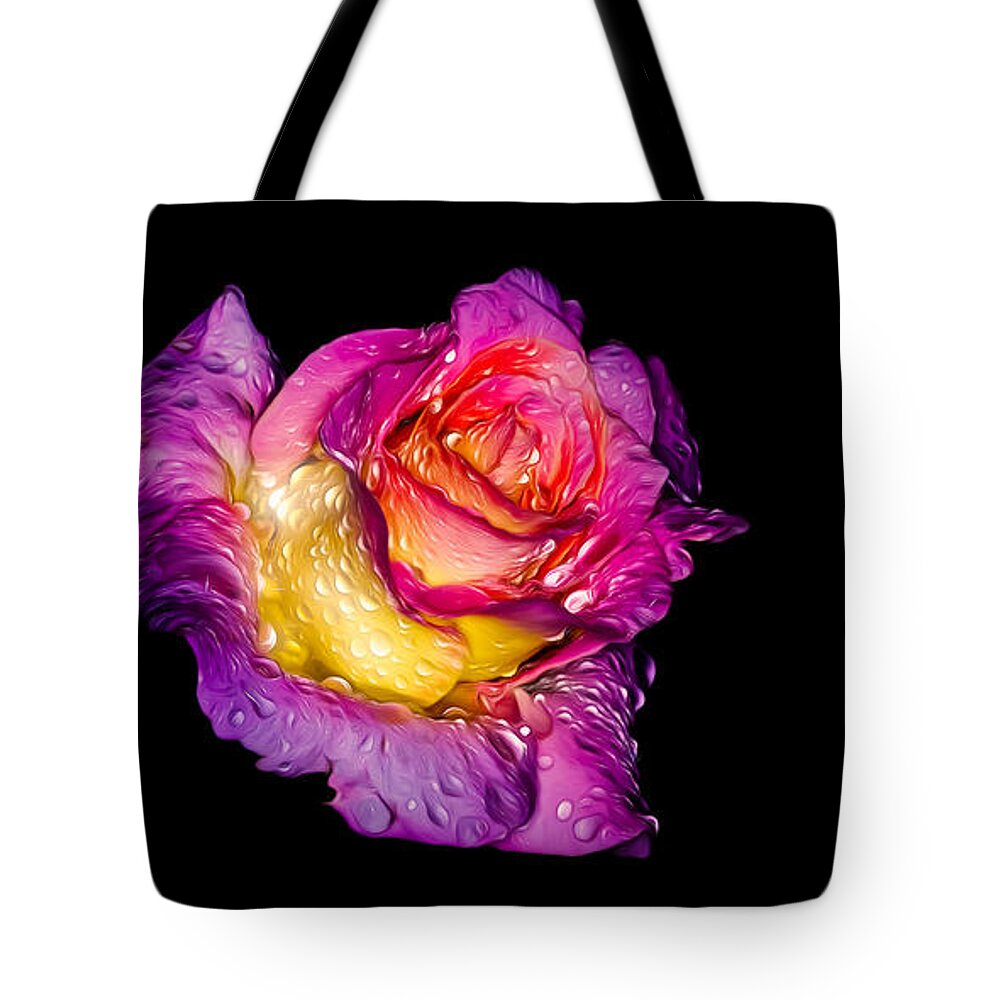 Plants Tote Bag featuring the photograph Rain-melted Rose by Rikk Flohr