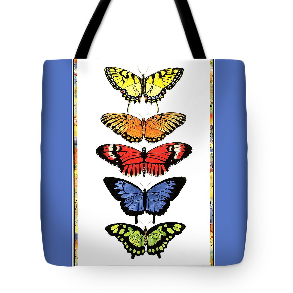 Butterflies Tote Bag featuring the painting Rainbow Butterflies by Lucy Arnold