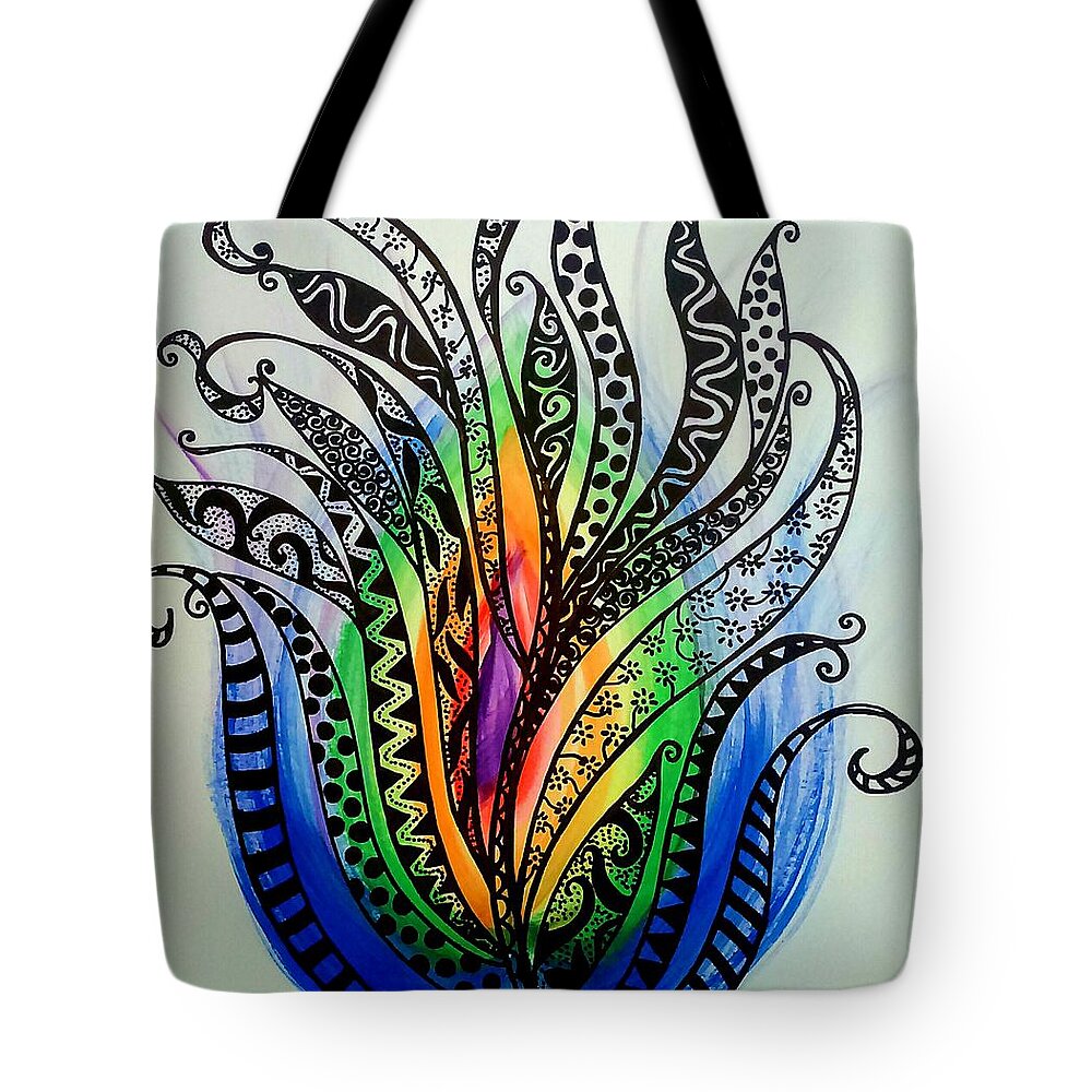 Design Tote Bag featuring the painting Rainbow flame by Faashie Sha