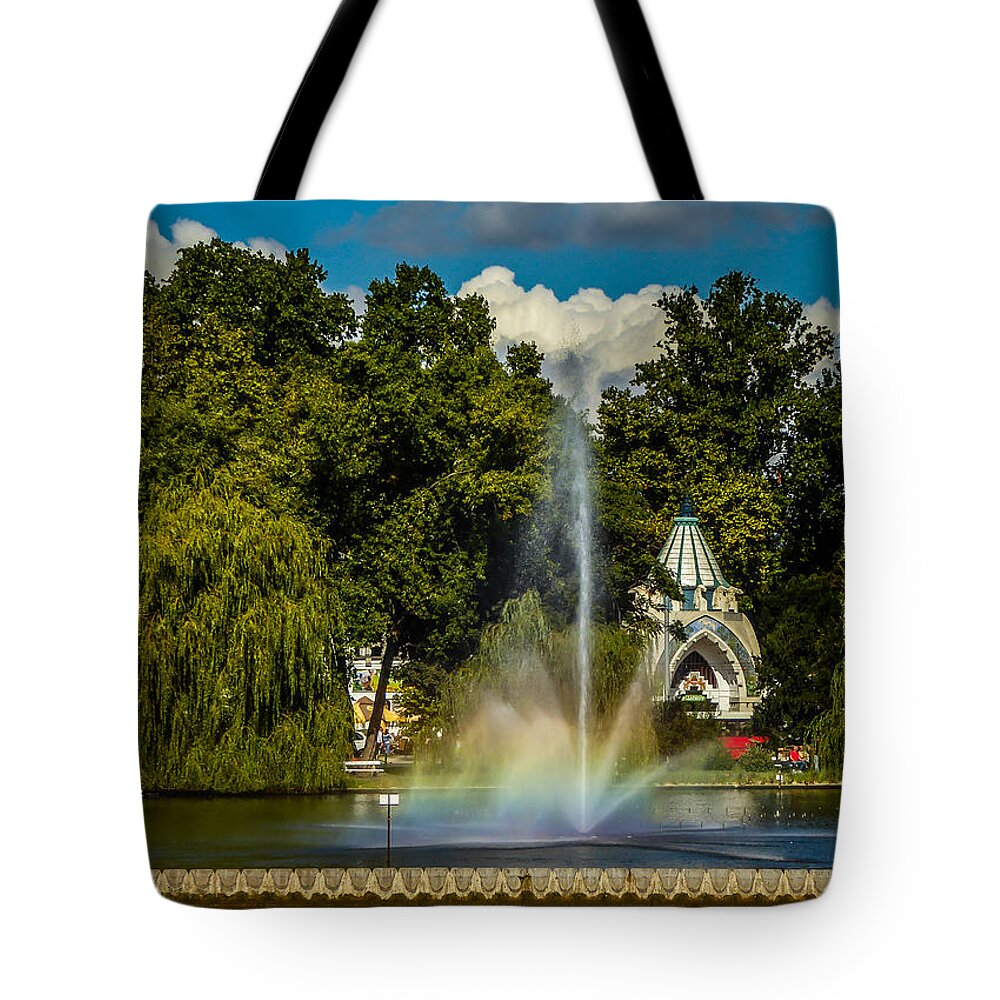 Budapest Tote Bag featuring the photograph Rainbow Fountain - Budapest by Pamela Newcomb