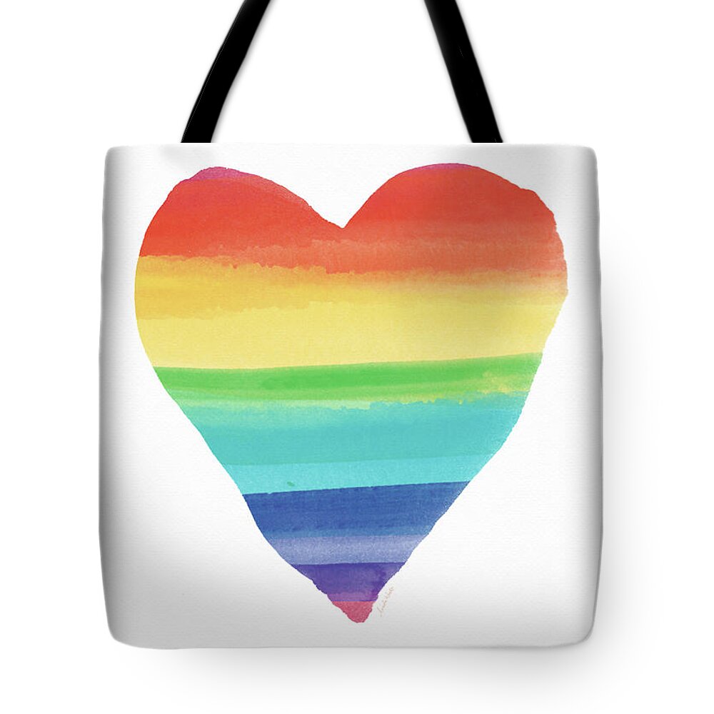 Heart Tote Bag featuring the painting Rainbow Heart- Art by Linda Woods by Linda Woods