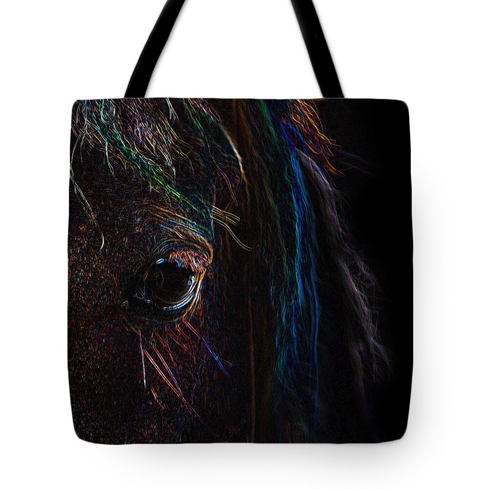 Photograph Tote Bag featuring the photograph Rainbow Horse Eye by Larah McElroy