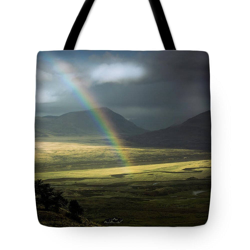 Rainbow Tote Bag featuring the photograph Rainbow in the Valley by Andrew Matwijec