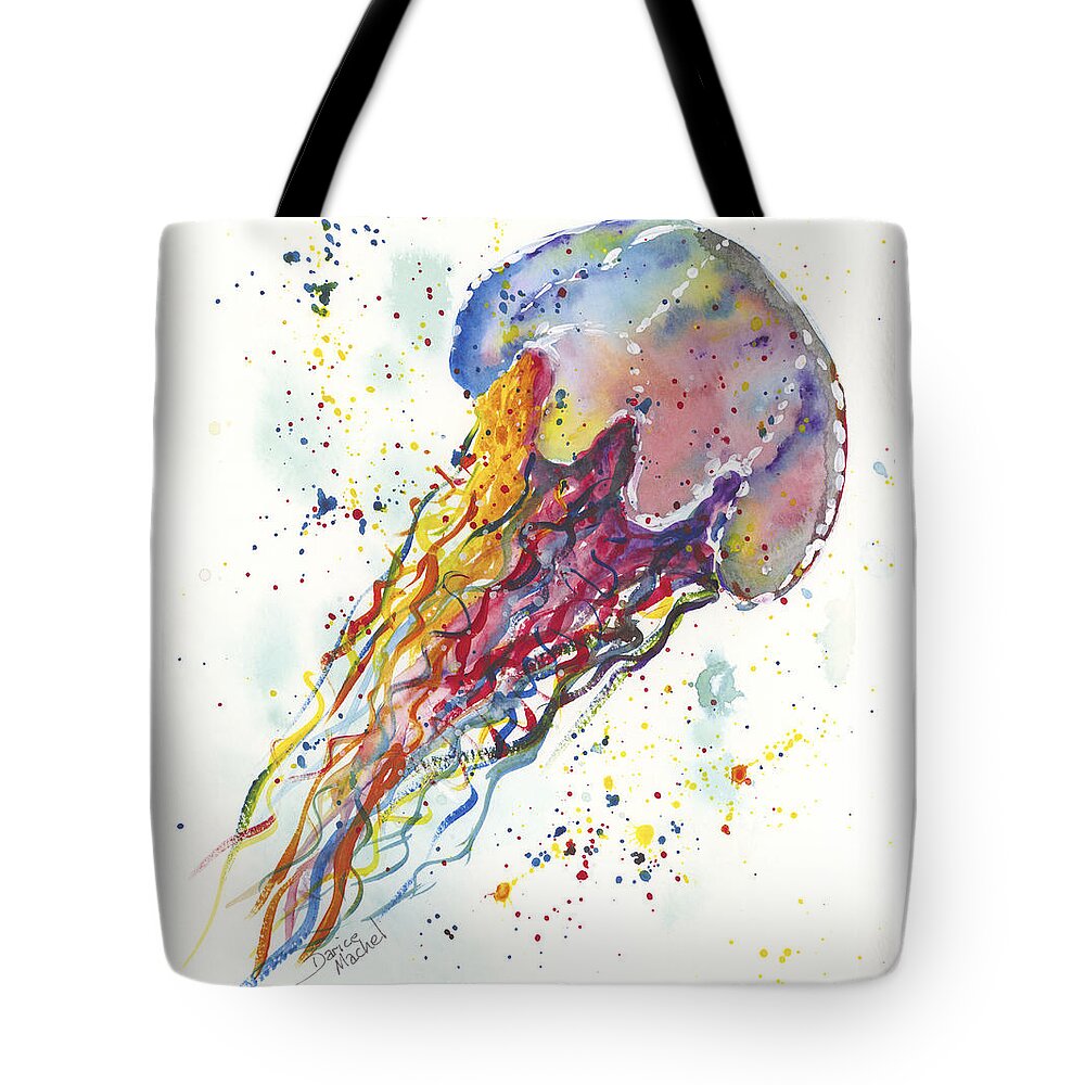Darice Tote Bag featuring the painting Rainbow Jellyfish by Darice Machel McGuire
