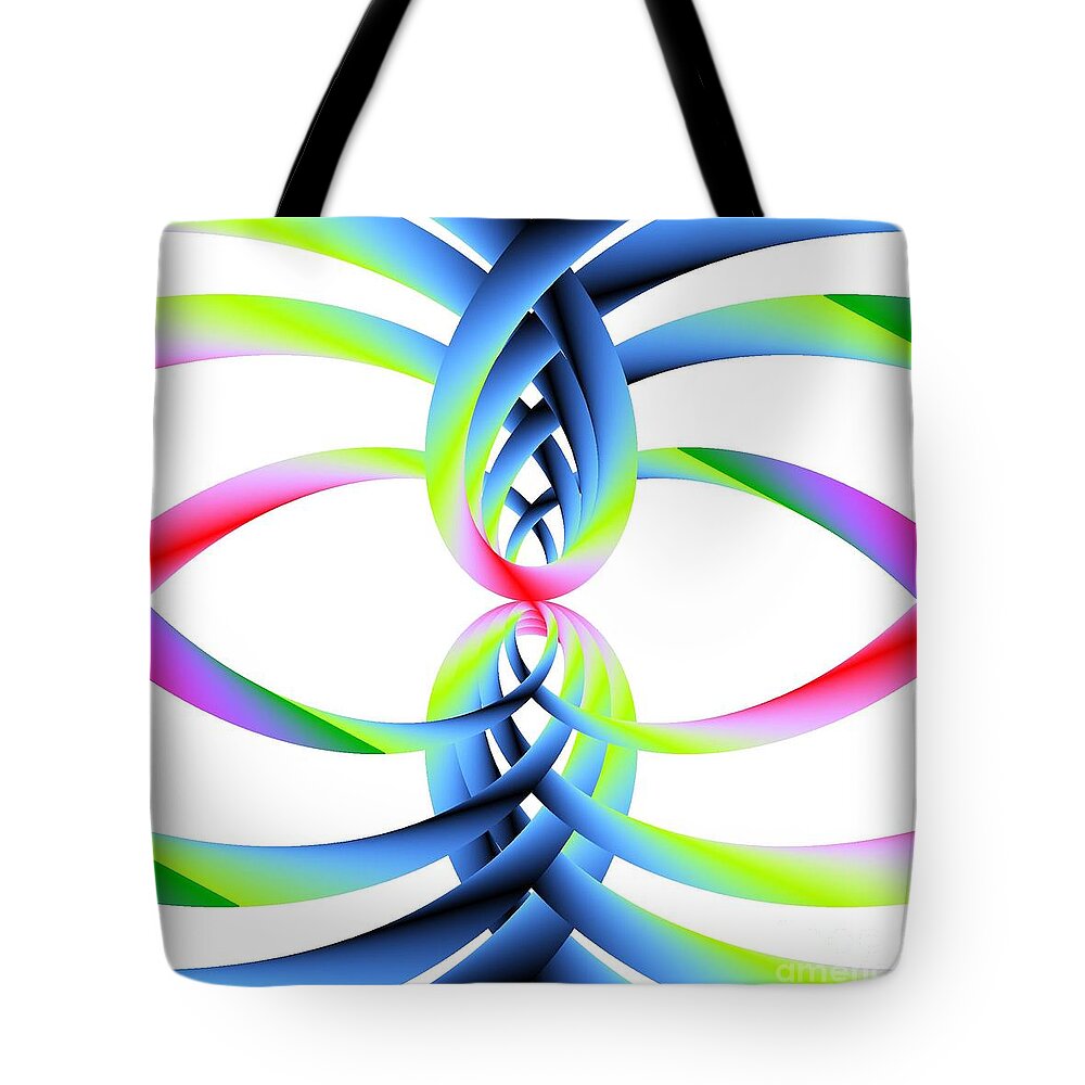 Rainbow Loops Tote Bag featuring the digital art Rainbow Loops by Michael Skinner