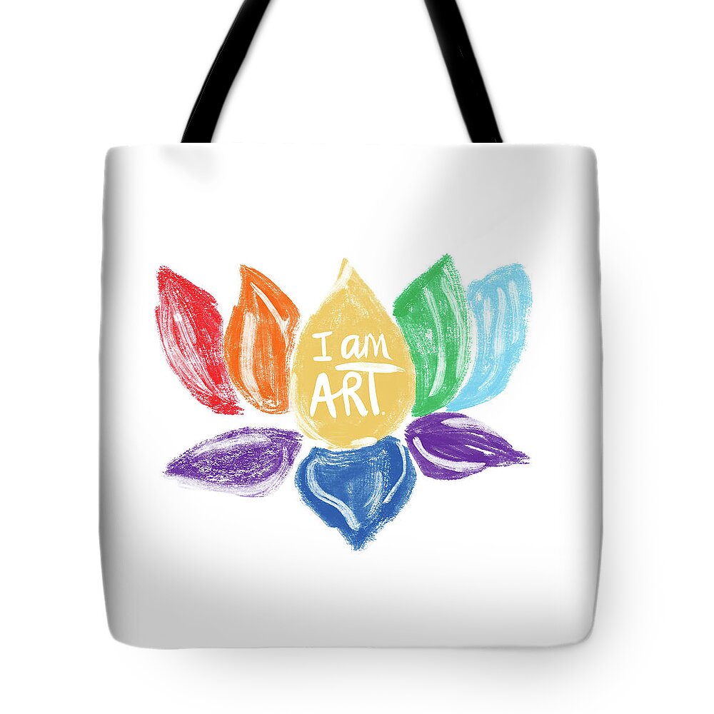 Lotus Tote Bag featuring the mixed media Rainbow Lotus I AM ART- Art by Linda Woods by Linda Woods