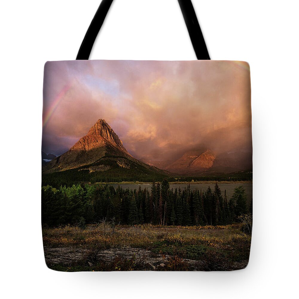 Mt Gould Tote Bag featuring the photograph Rainbow over Mt Gould by Rick Strobaugh