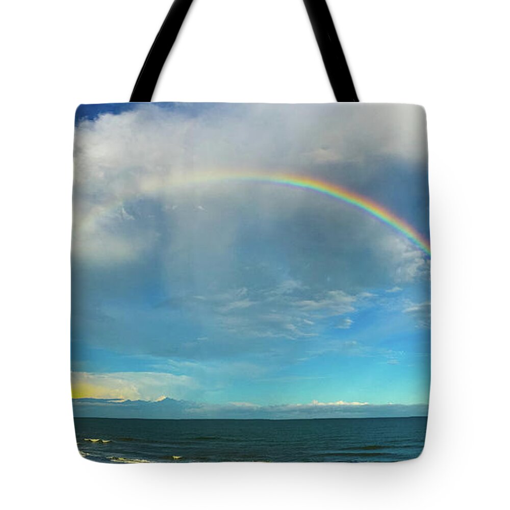 Fine Art Photography Tote Bag featuring the photograph Rainbow over Topsail Island by John Pagliuca