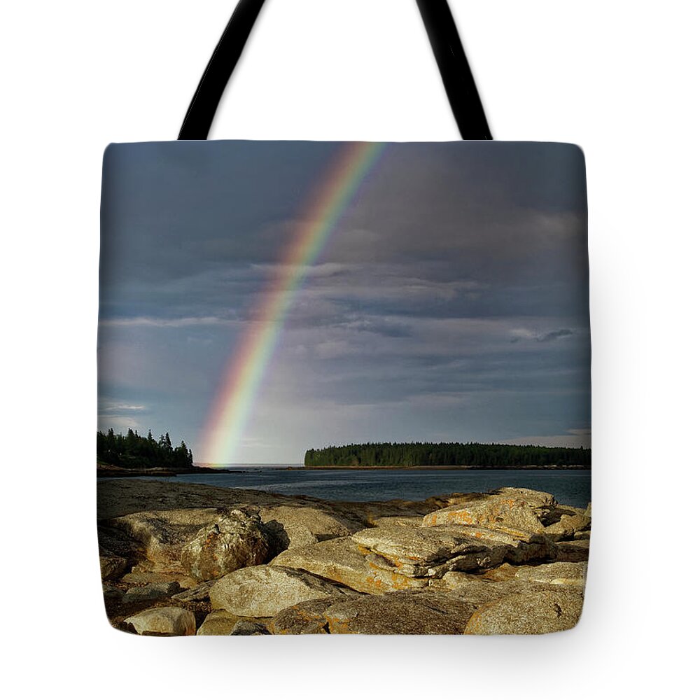 Rainbow Tote Bag featuring the photograph Rainbow, Owls Head, Maine by Kevin Shields