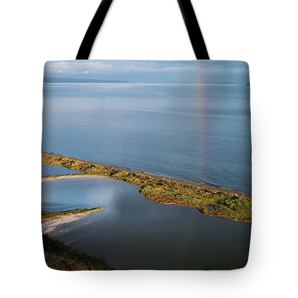 Coupeville Tote Bag featuring the photograph Rainbow Reflection in the San Juan Islands by Mary Lee Dereske