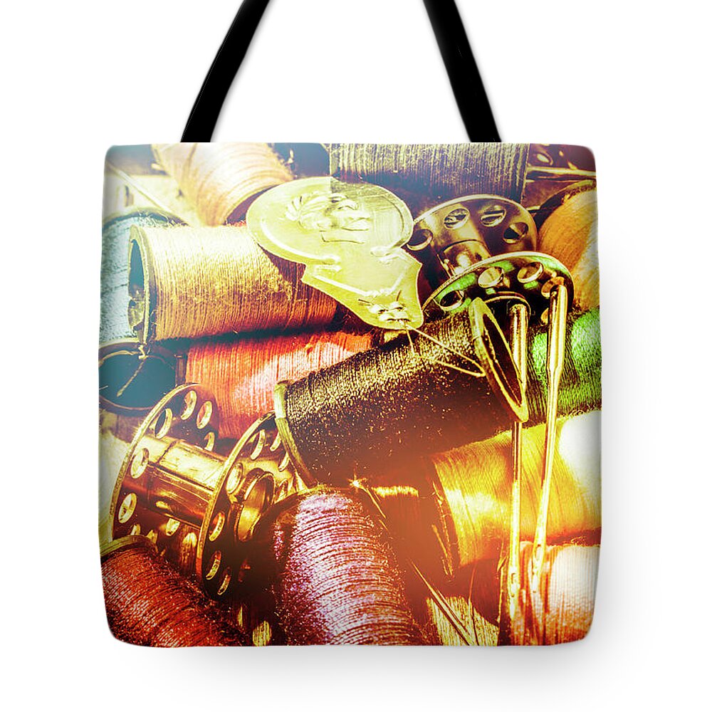 Sewing Tote Bag featuring the photograph Rainbow sew by Jorgo Photography