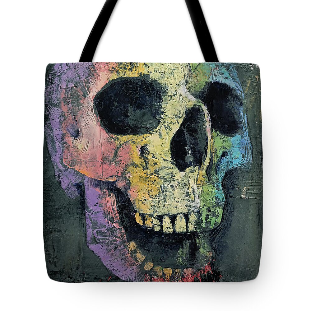 Happy Tote Bag featuring the painting Happy Skull by Michael Creese