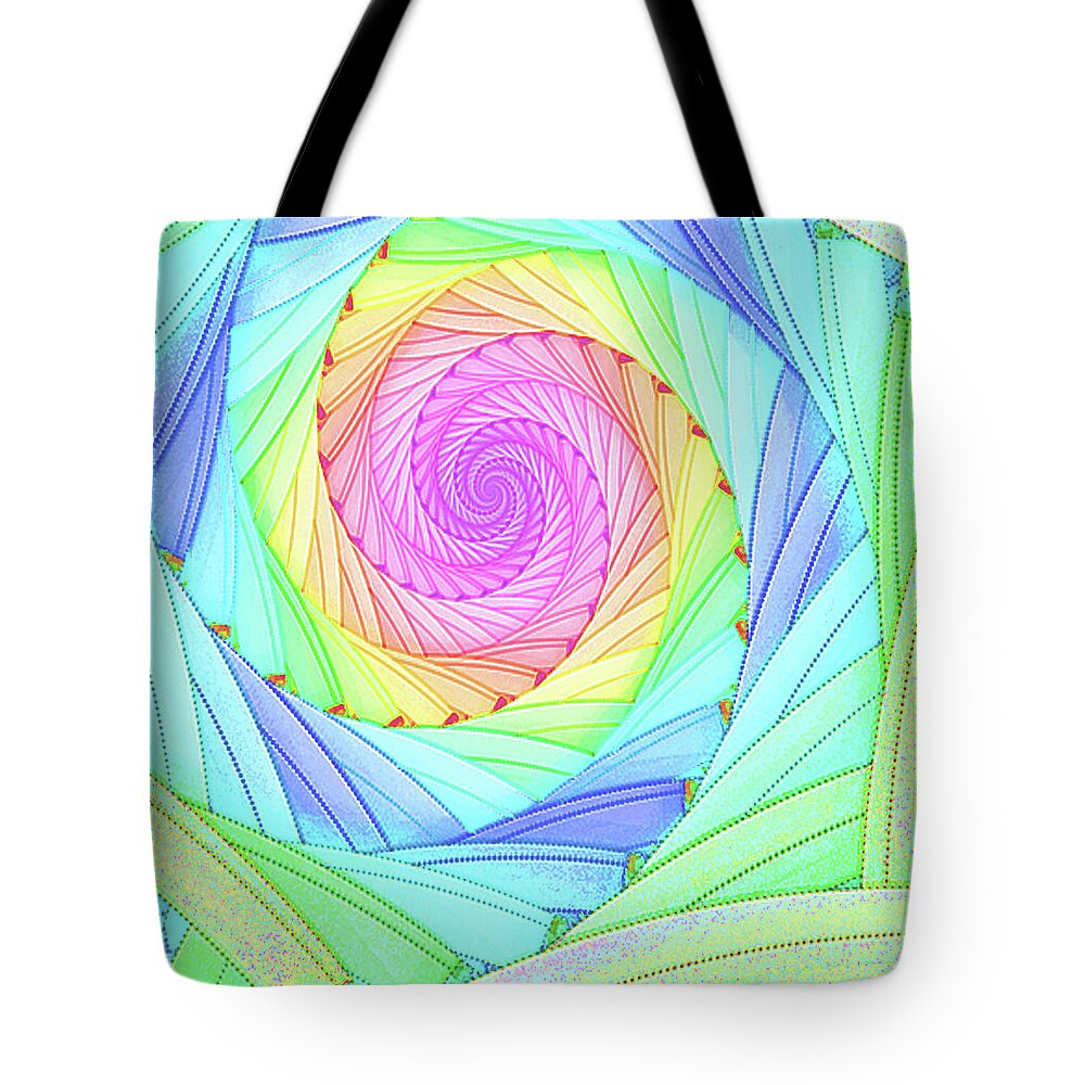 Spiral Tote Bag featuring the digital art Rainbow Spiral by Kelly Dallas