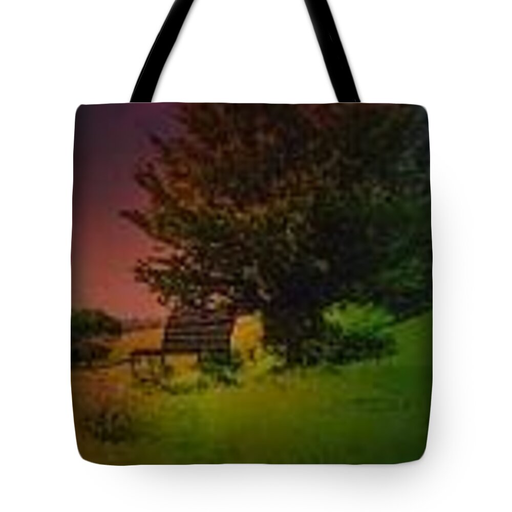 Rainbow Tote Bag featuring the photograph Rainbow sunset by Trystan Oldfield