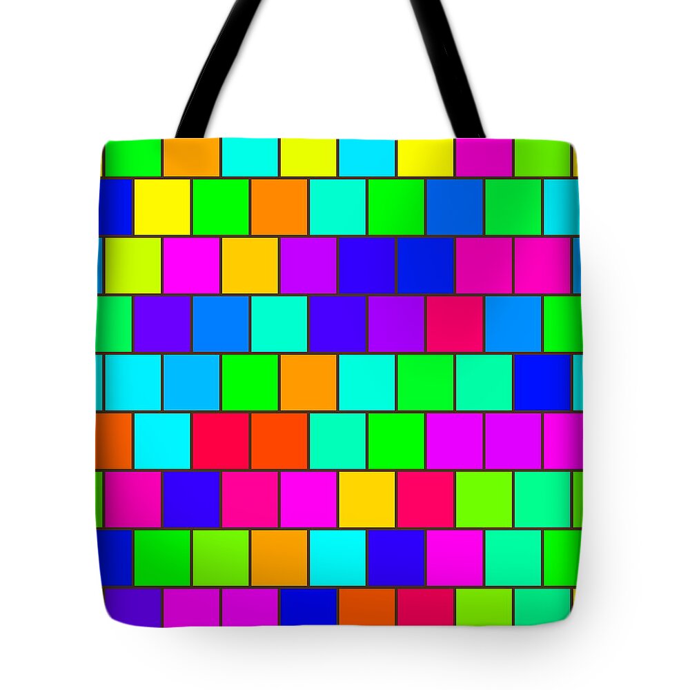 Abstract Tote Bag featuring the digital art Rainbow tiles by Miroslav Nemecek