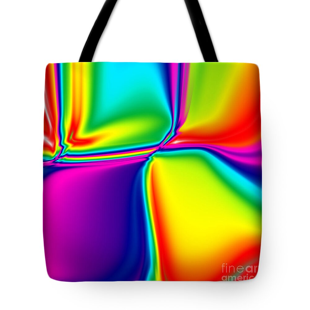 Abstract Tote Bag featuring the digital art Rainbow Trip by Susan Stevenson