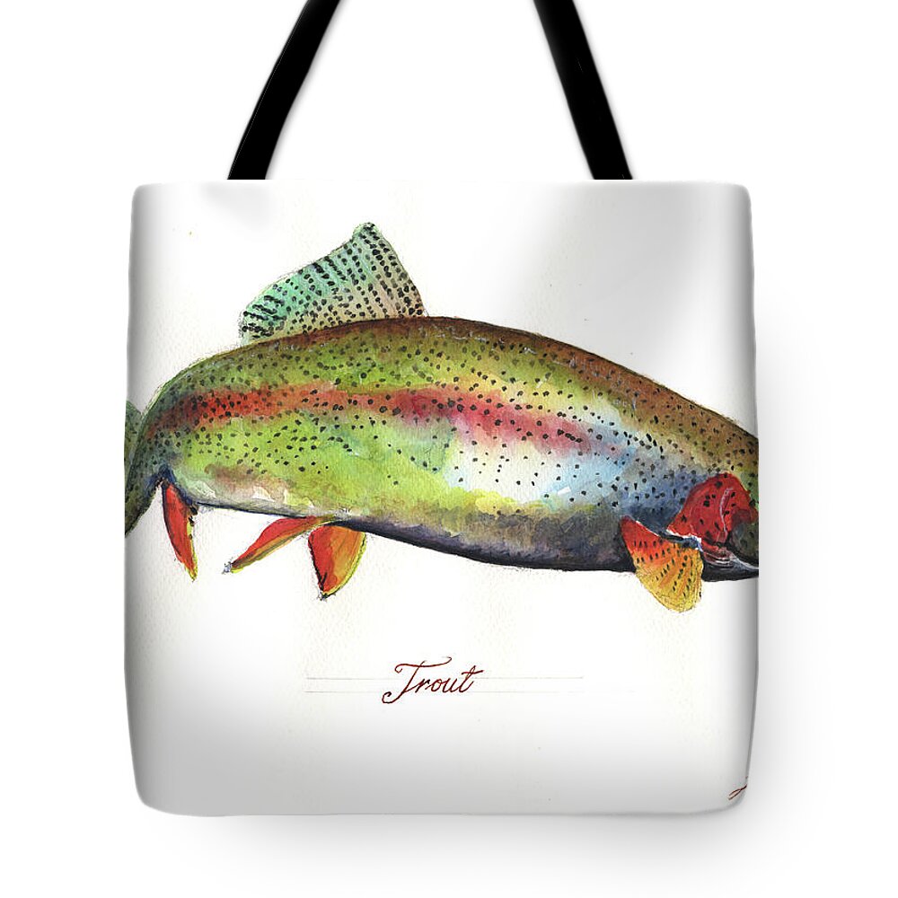 Rainbow Trout Tote Bag featuring the painting Rainbow trout by Juan Bosco