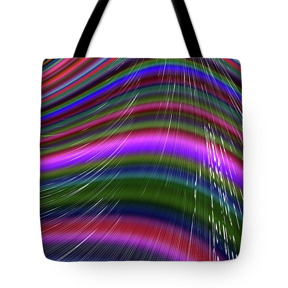 Rainbow Waves Tote Bag featuring the digital art Rainbow Waves by Becky Herrera