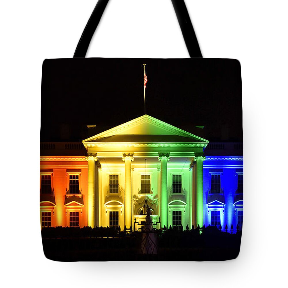 Gay Tote Bag featuring the photograph Rainbow White House - Washington DC by Brendan Reals