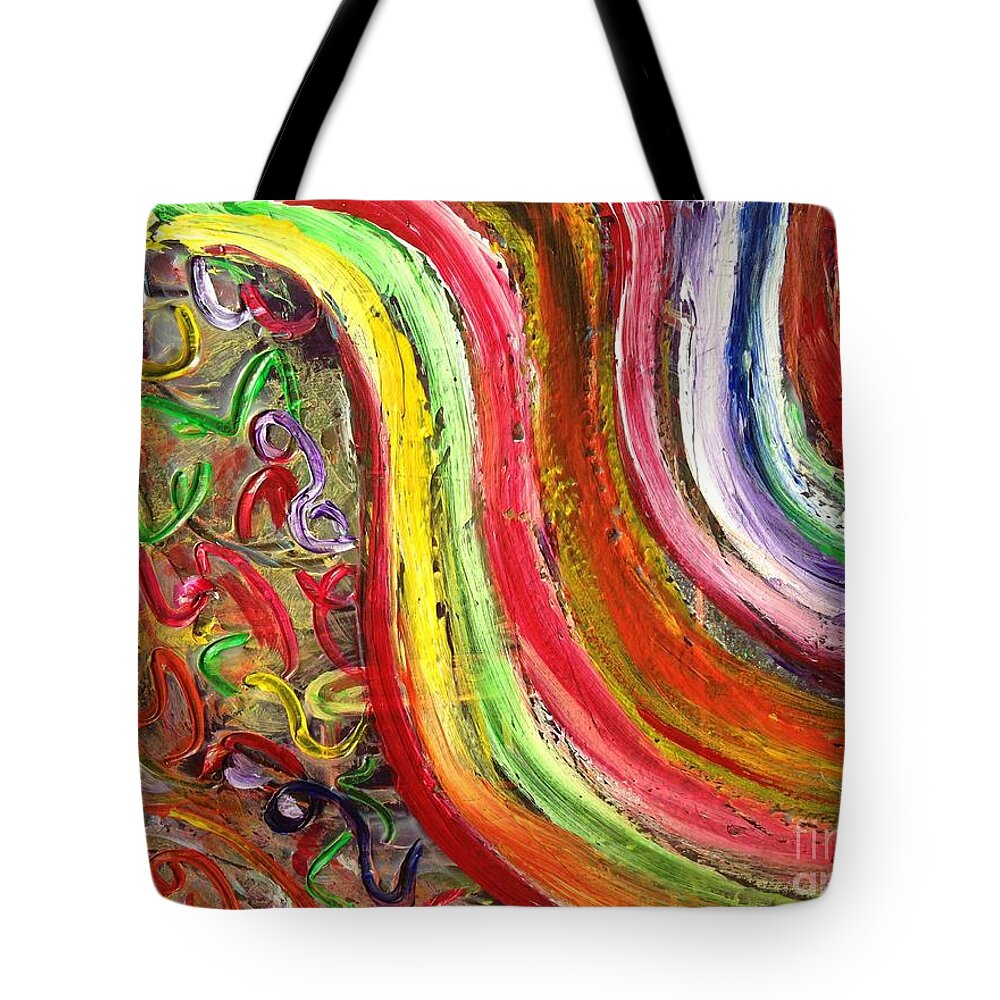 Rainbows Tote Bag featuring the painting Rainbows and puzzels by Sarahleah Hankes