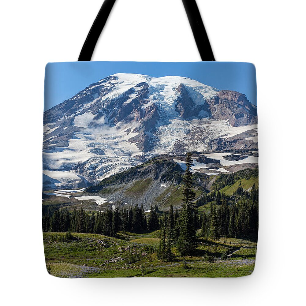 Mount Rainier Tote Bag featuring the photograph Mount Rainier Mazama Ridge by Mike Reid