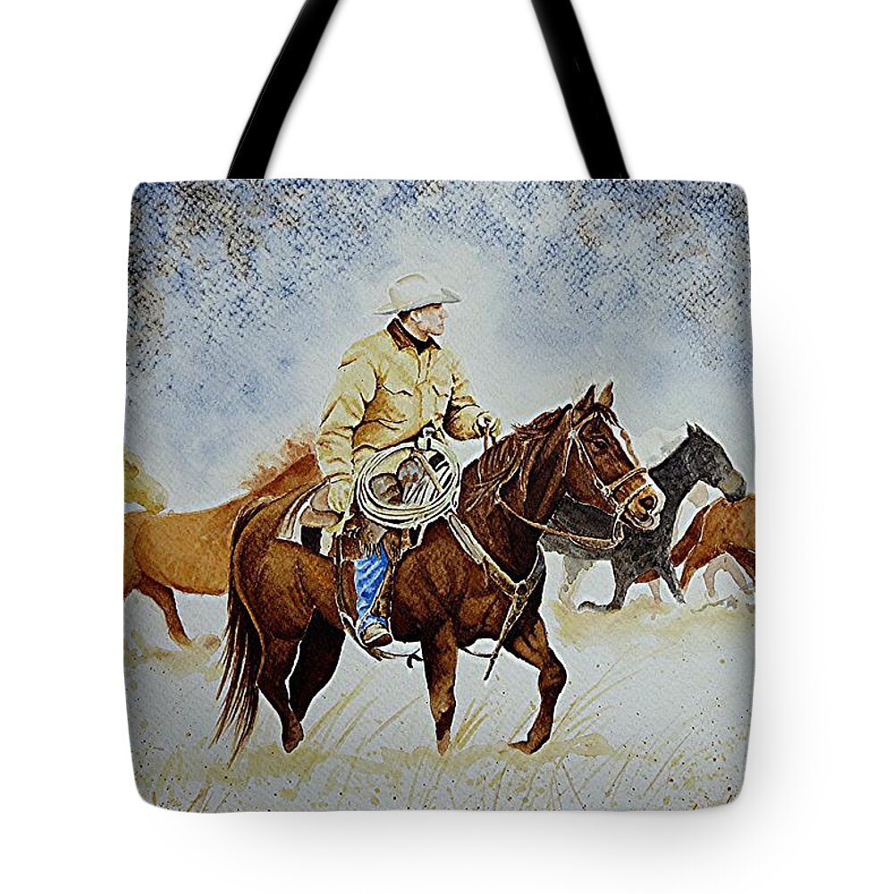 Art Tote Bag featuring the painting Ranch Rider by Jimmy Smith