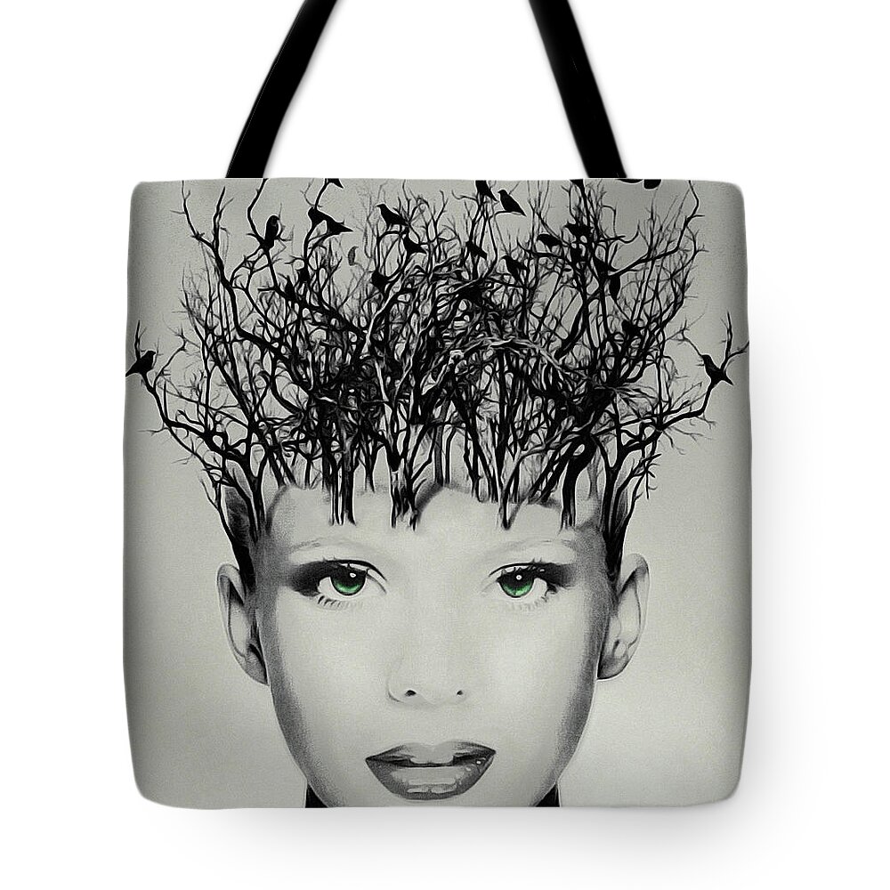 Nymph Tote Bag featuring the pastel Raven-Haired Beauty by Susan Maxwell Schmidt