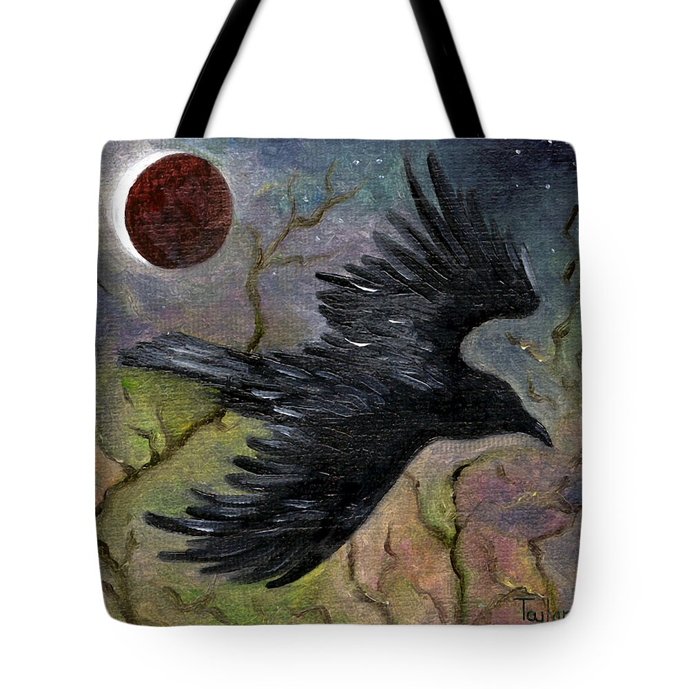 Birds Tote Bag featuring the painting Raven in Twilight by FT McKinstry