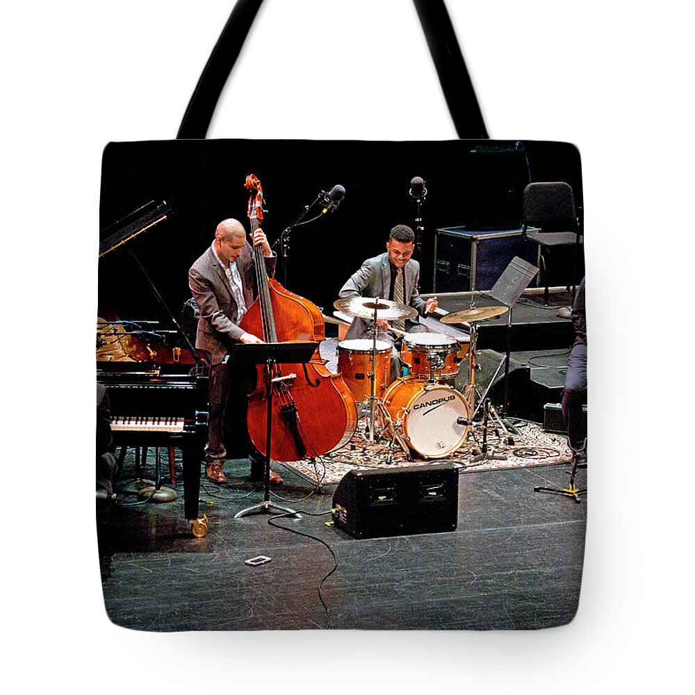 Jazz Tote Bag featuring the photograph Ravi Coltrane and the Orrin Evans Trio 3 by Lee Santa