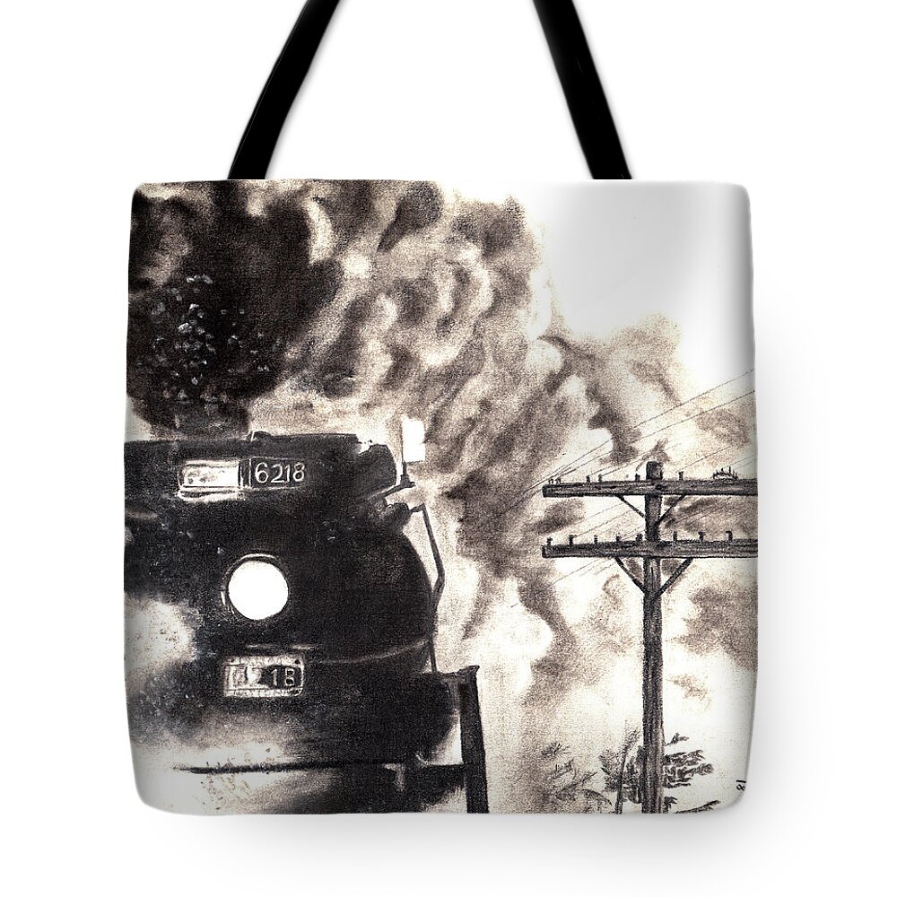 Train Tote Bag featuring the painting Raw Energy by Anita Thomas
