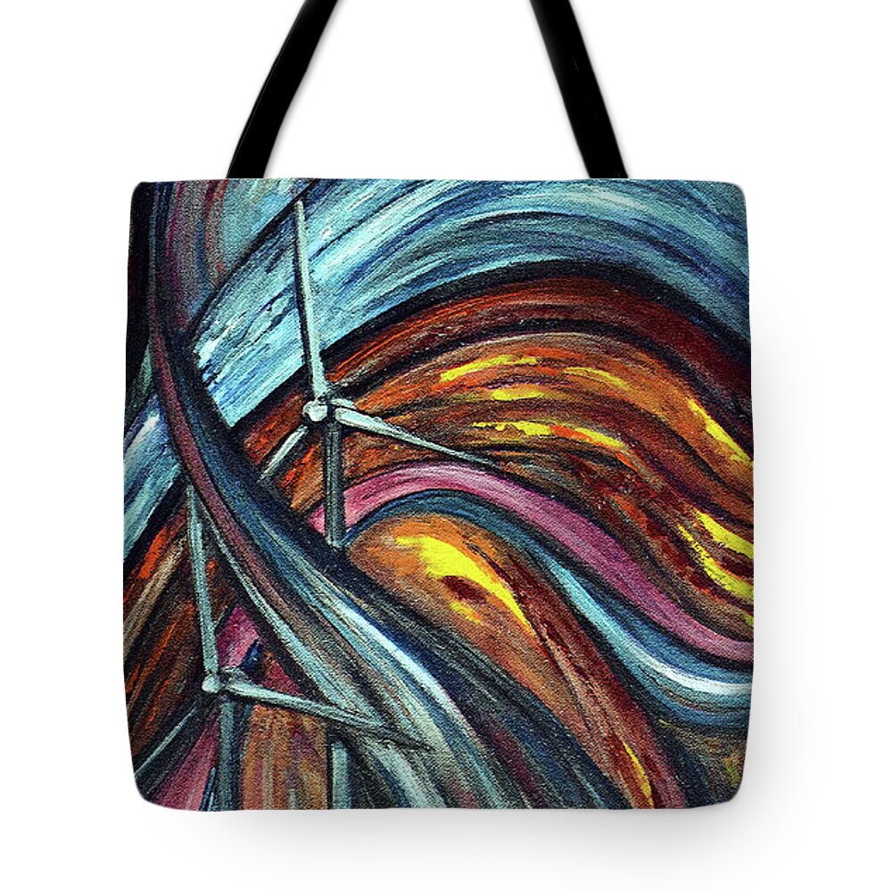 Abstract Tote Bag featuring the painting Ray of hope 2 by Harsh Malik