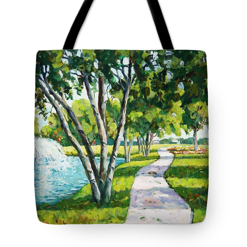 Landscape Tote Bag featuring the painting RCC Golf Course by Ingrid Dohm