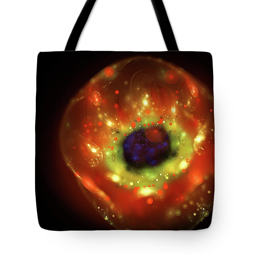 Red Tote Bag featuring the digital art Red Poppy flower #1 by Lilia S
