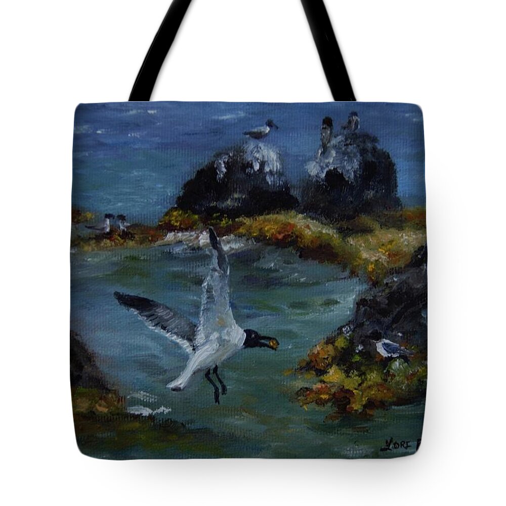 Re-tern-ing Home Tote Bag featuring the painting Re-tern-ing Home by Lori Brackett