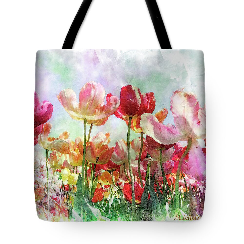 Tulips Tote Bag featuring the digital art Reaching for the Sky by Michele A Loftus