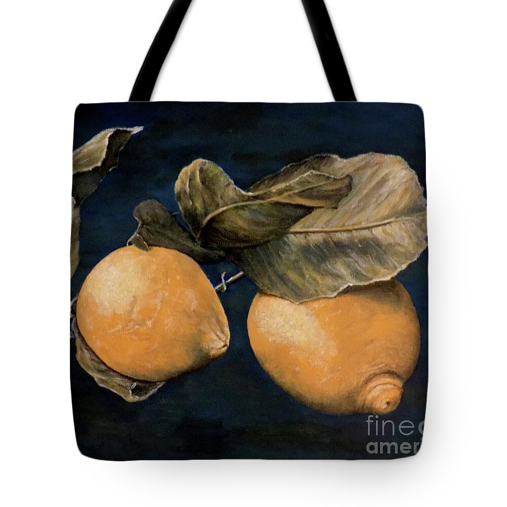 Lemons Tote Bag featuring the painting Ready for Picking by Judy Kirouac